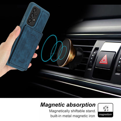 For Samsung Galaxy A13 4G / A13 5G / A04s 4G (164.7 x 76.7 x 9.1 mm) / A04 4G (164.4 x 76.3 x 9.1 mm) / M13 5G PU Leather Coated TPU Phone Case Dual Card Holder Kickstand Magnetic Cover