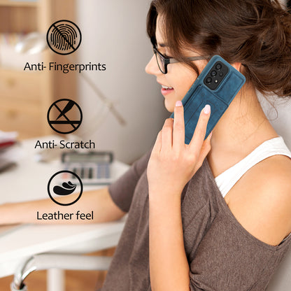 For Samsung Galaxy A13 4G / A13 5G / A04s 4G (164.7 x 76.7 x 9.1 mm) / A04 4G (164.4 x 76.3 x 9.1 mm) / M13 5G PU Leather Coated TPU Phone Case Dual Card Holder Kickstand Magnetic Cover
