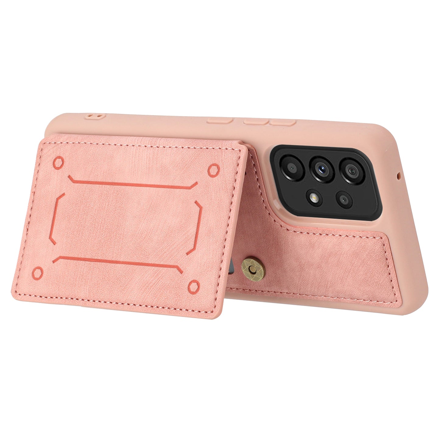 For Samsung Galaxy A13 4G / A13 5G / A04s 4G (164.7 x 76.7 x 9.1 mm) / A04 4G (164.4 x 76.3 x 9.1 mm) / M13 5G PU Leather Coated TPU Phone Case Dual Card Holder Kickstand Magnetic Cover