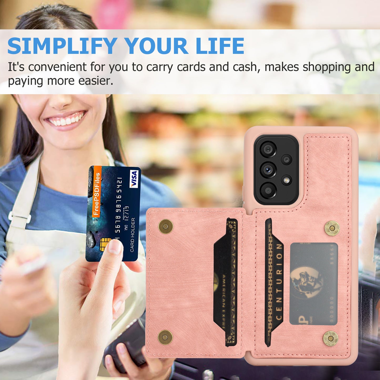 For Samsung Galaxy A13 4G / A13 5G / A04s 4G (164.7 x 76.7 x 9.1 mm) / A04 4G (164.4 x 76.3 x 9.1 mm) / M13 5G PU Leather Coated TPU Phone Case Dual Card Holder Kickstand Magnetic Cover