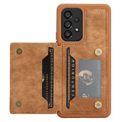 For Samsung Galaxy A13 4G / A13 5G / A04s 4G (164.7 x 76.7 x 9.1 mm) / A04 4G (164.4 x 76.3 x 9.1 mm) / M13 5G PU Leather Coated TPU Phone Case Dual Card Holder Kickstand Magnetic Cover