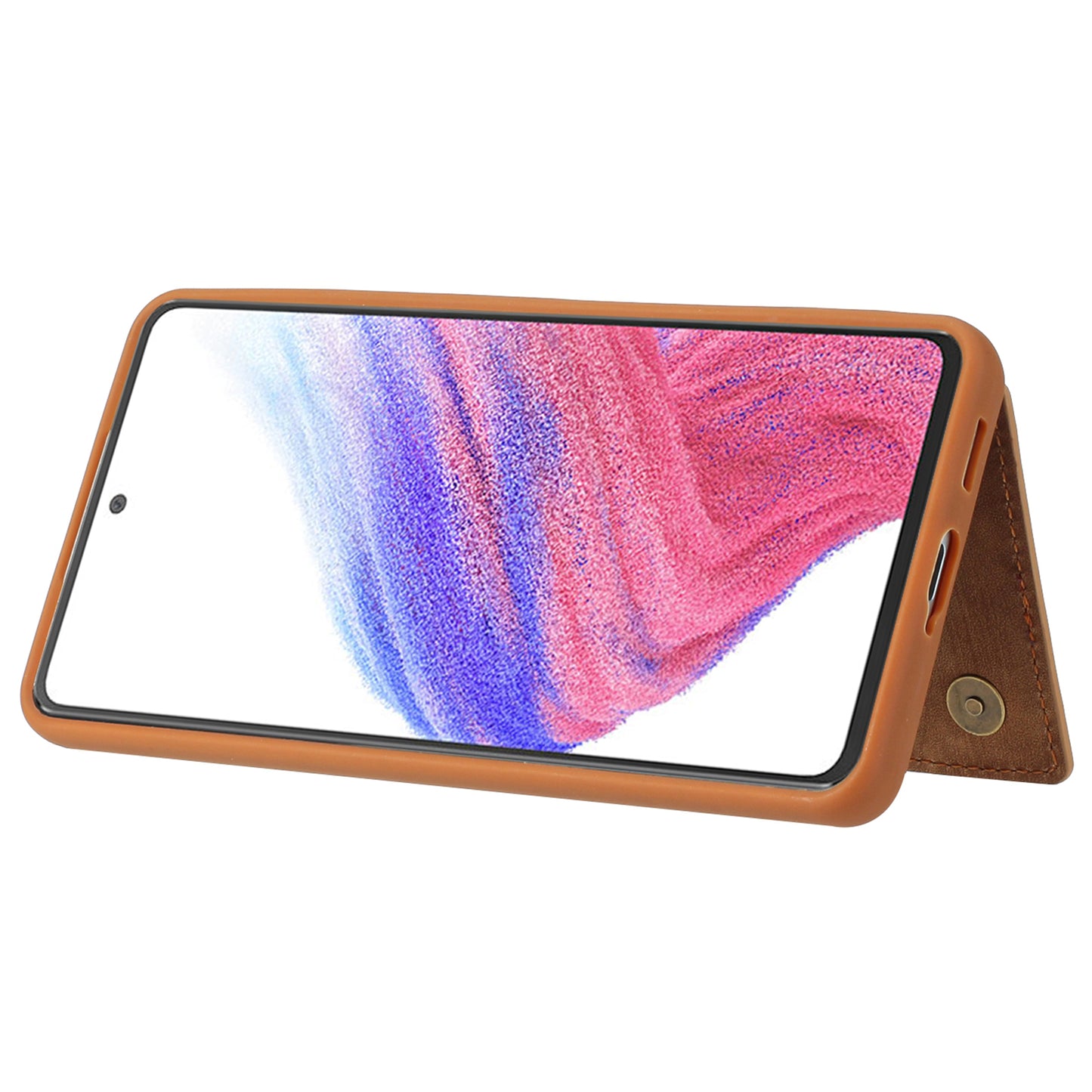 For Samsung Galaxy A13 4G / A13 5G / A04s 4G (164.7 x 76.7 x 9.1 mm) / A04 4G (164.4 x 76.3 x 9.1 mm) / M13 5G PU Leather Coated TPU Phone Case Dual Card Holder Kickstand Magnetic Cover