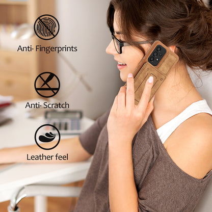 For Samsung Galaxy A13 4G / A13 5G / A04s 4G (164.7 x 76.7 x 9.1 mm) / A04 4G (164.4 x 76.3 x 9.1 mm) / M13 5G PU Leather Coated TPU Phone Case Dual Card Holder Kickstand Magnetic Cover