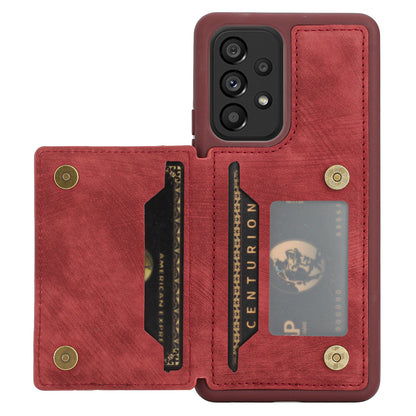 For Samsung Galaxy A13 4G / A13 5G / A04s 4G (164.7 x 76.7 x 9.1 mm) / A04 4G (164.4 x 76.3 x 9.1 mm) / M13 5G PU Leather Coated TPU Phone Case Dual Card Holder Kickstand Magnetic Cover
