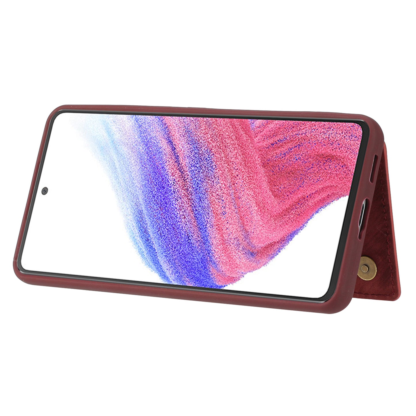 For Samsung Galaxy A13 4G / A13 5G / A04s 4G (164.7 x 76.7 x 9.1 mm) / A04 4G (164.4 x 76.3 x 9.1 mm) / M13 5G PU Leather Coated TPU Phone Case Dual Card Holder Kickstand Magnetic Cover