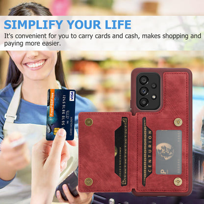 For Samsung Galaxy A13 4G / A13 5G / A04s 4G (164.7 x 76.7 x 9.1 mm) / A04 4G (164.4 x 76.3 x 9.1 mm) / M13 5G PU Leather Coated TPU Phone Case Dual Card Holder Kickstand Magnetic Cover