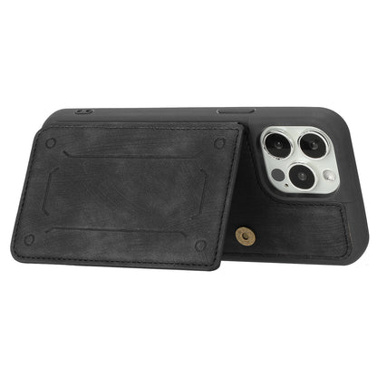 Back Shell for iPhone 13 Pro 6.1 inch, Anti-collision PU Leather Coated TPU Phone Case Dual Card Holder Kickstand Magnetic Cover