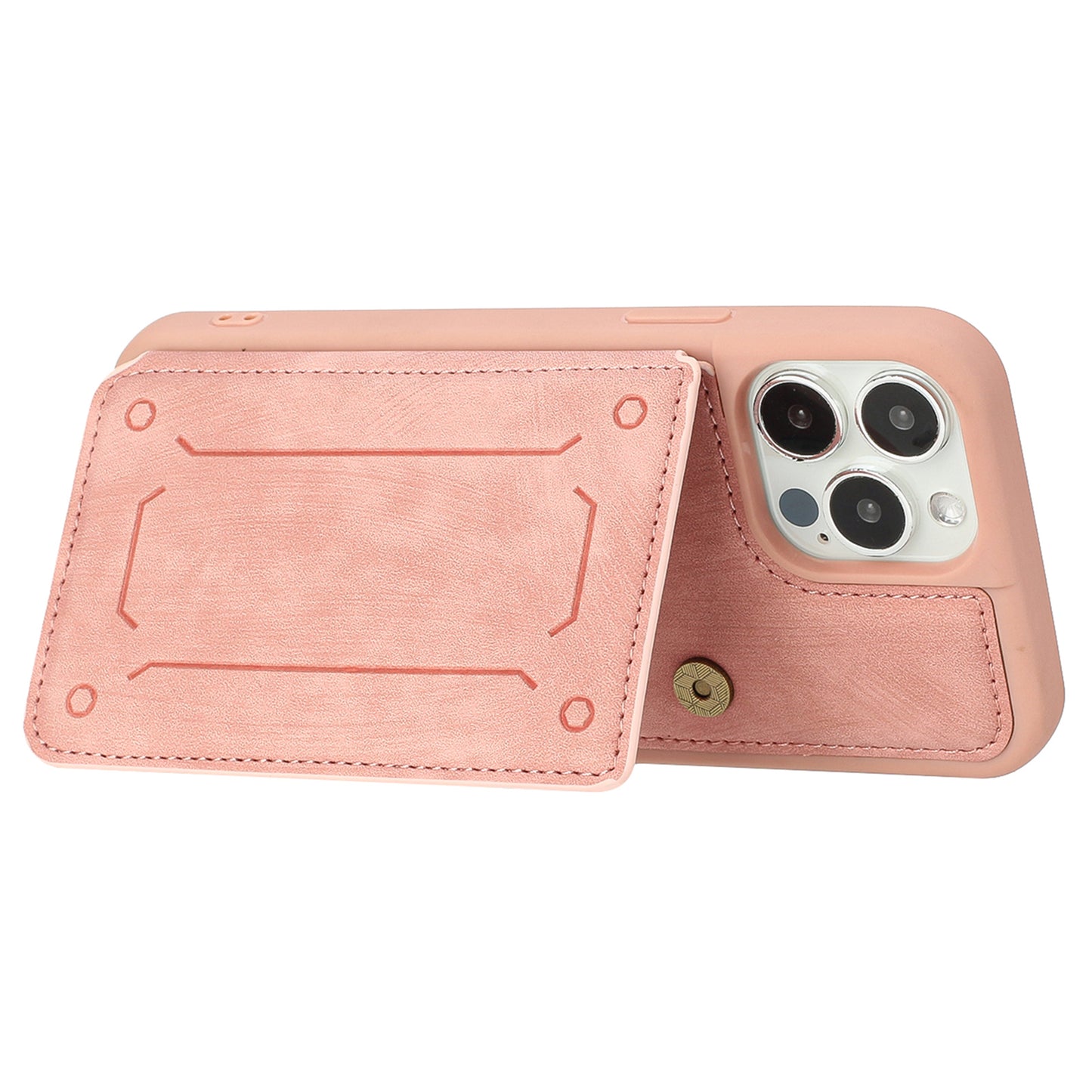 Back Shell for iPhone 13 Pro 6.1 inch, Anti-collision PU Leather Coated TPU Phone Case Dual Card Holder Kickstand Magnetic Cover