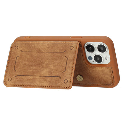 Back Shell for iPhone 13 Pro 6.1 inch, Anti-collision PU Leather Coated TPU Phone Case Dual Card Holder Kickstand Magnetic Cover