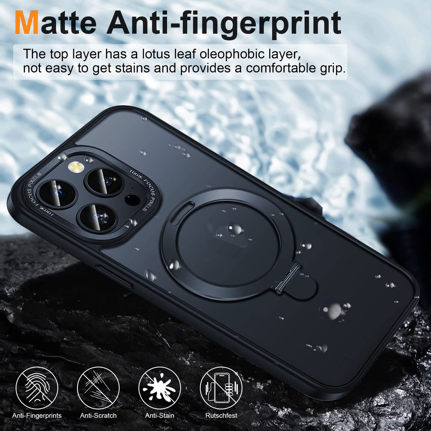 For iPhone 13 Pro 6.1 inch Compatible with MagSafe Shockproof Matte Phone Case Kickstand Magnetic Phone Cover