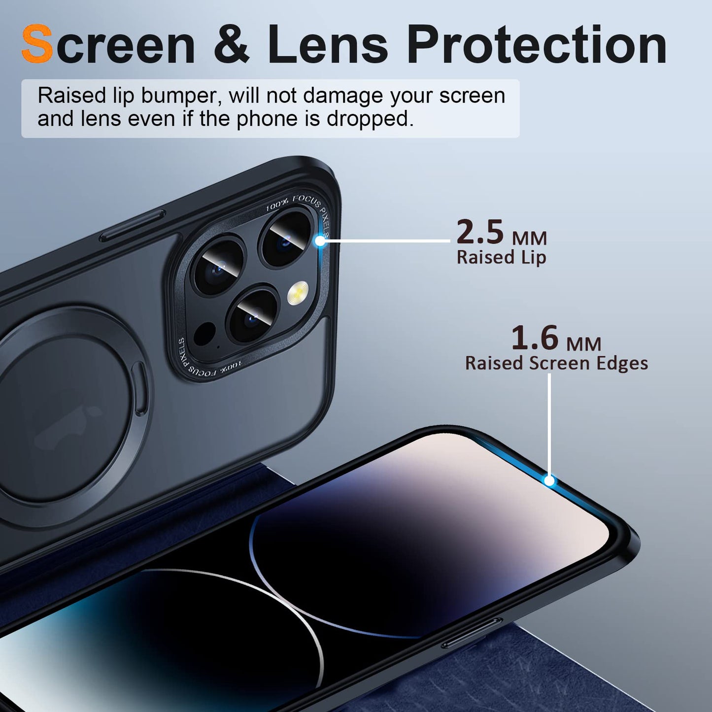 For iPhone 13 Pro 6.1 inch Compatible with MagSafe Shockproof Matte Phone Case Kickstand Magnetic Phone Cover