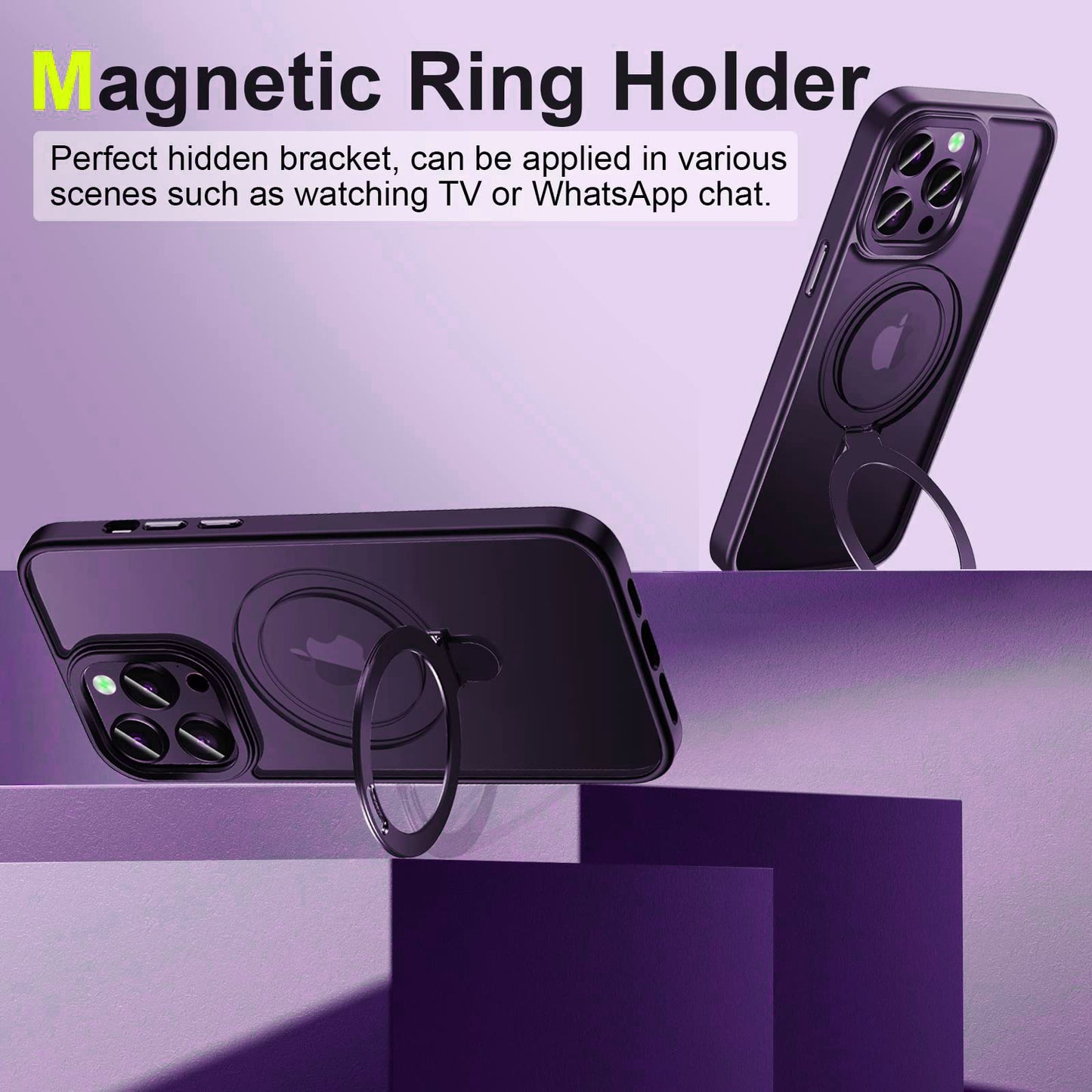 For iPhone 13 Pro 6.1 inch Compatible with MagSafe Shockproof Matte Phone Case Kickstand Magnetic Phone Cover