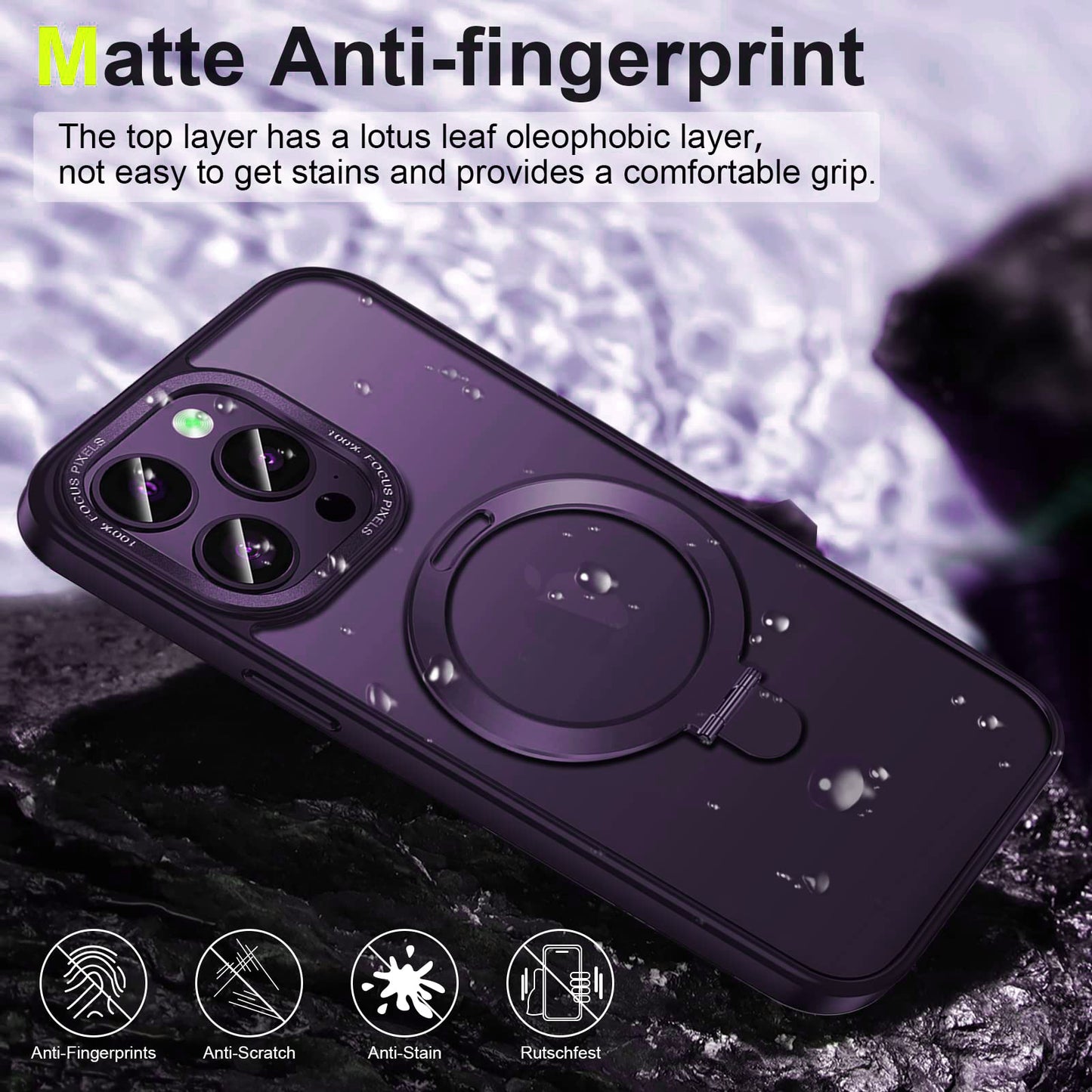 For iPhone 13 Pro 6.1 inch Compatible with MagSafe Shockproof Matte Phone Case Kickstand Magnetic Phone Cover