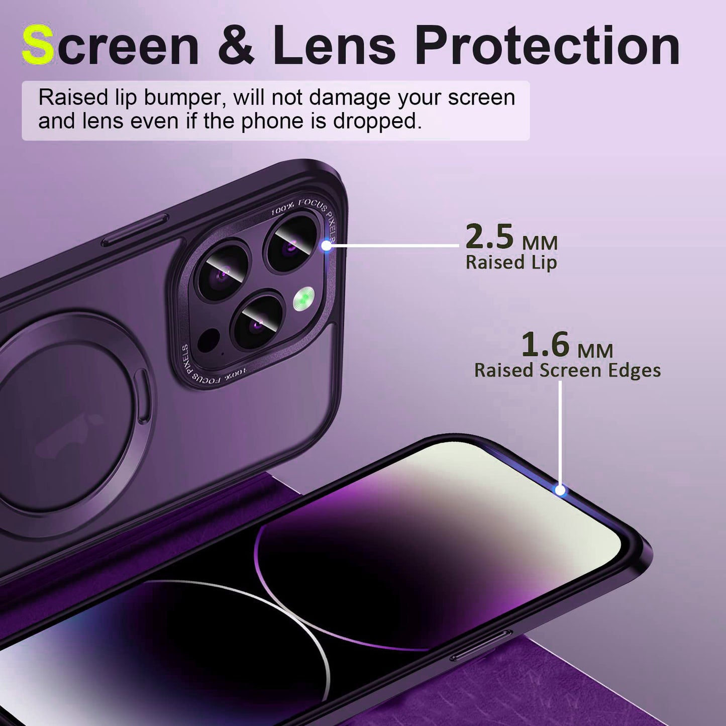 For iPhone 13 Pro 6.1 inch Compatible with MagSafe Shockproof Matte Phone Case Kickstand Magnetic Phone Cover