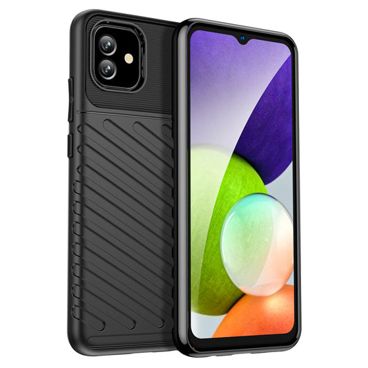 For Samsung Galaxy A04e 4G / F04 4G / M04 4G Thunder Series Twill Design Thickened TPU Protective Case Scratch-resistant Phone Back Cover