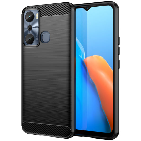 For Infinix Hot 20i 4G Carbon Fiber Texture Phone Case Soft TPU Brushed Surface Anti-Fingerprint Cover