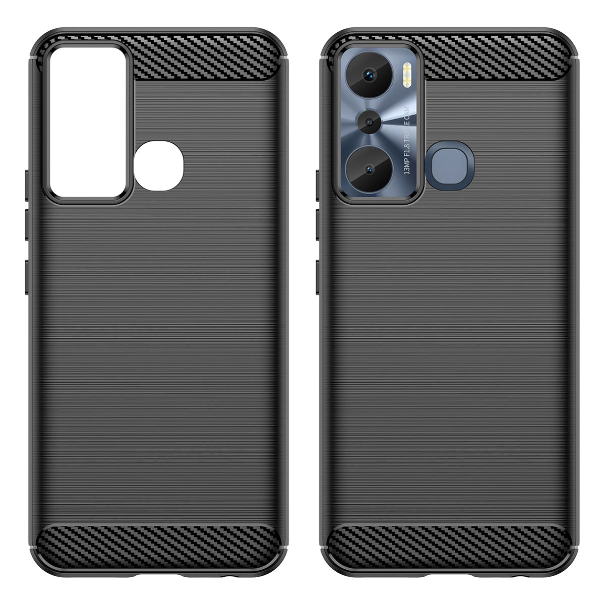 For Infinix Hot 20i 4G Carbon Fiber Texture Phone Case Soft TPU Brushed Surface Anti-Fingerprint Cover
