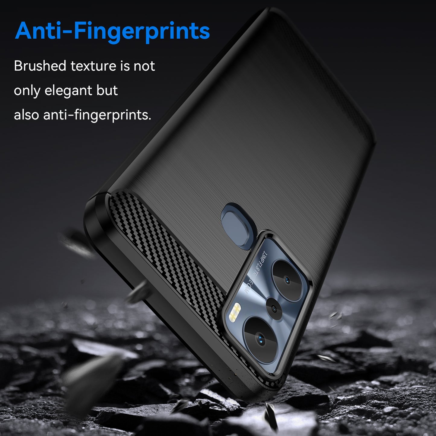 For Infinix Hot 20i 4G Carbon Fiber Texture Phone Case Soft TPU Brushed Surface Anti-Fingerprint Cover