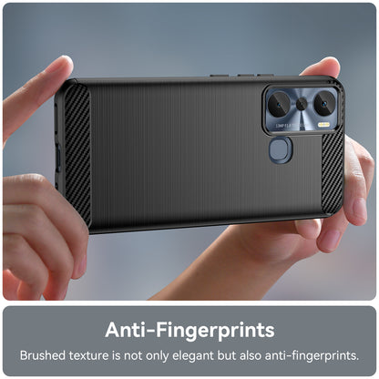 For Infinix Hot 20i 4G Carbon Fiber Texture Phone Case Soft TPU Brushed Surface Anti-Fingerprint Cover