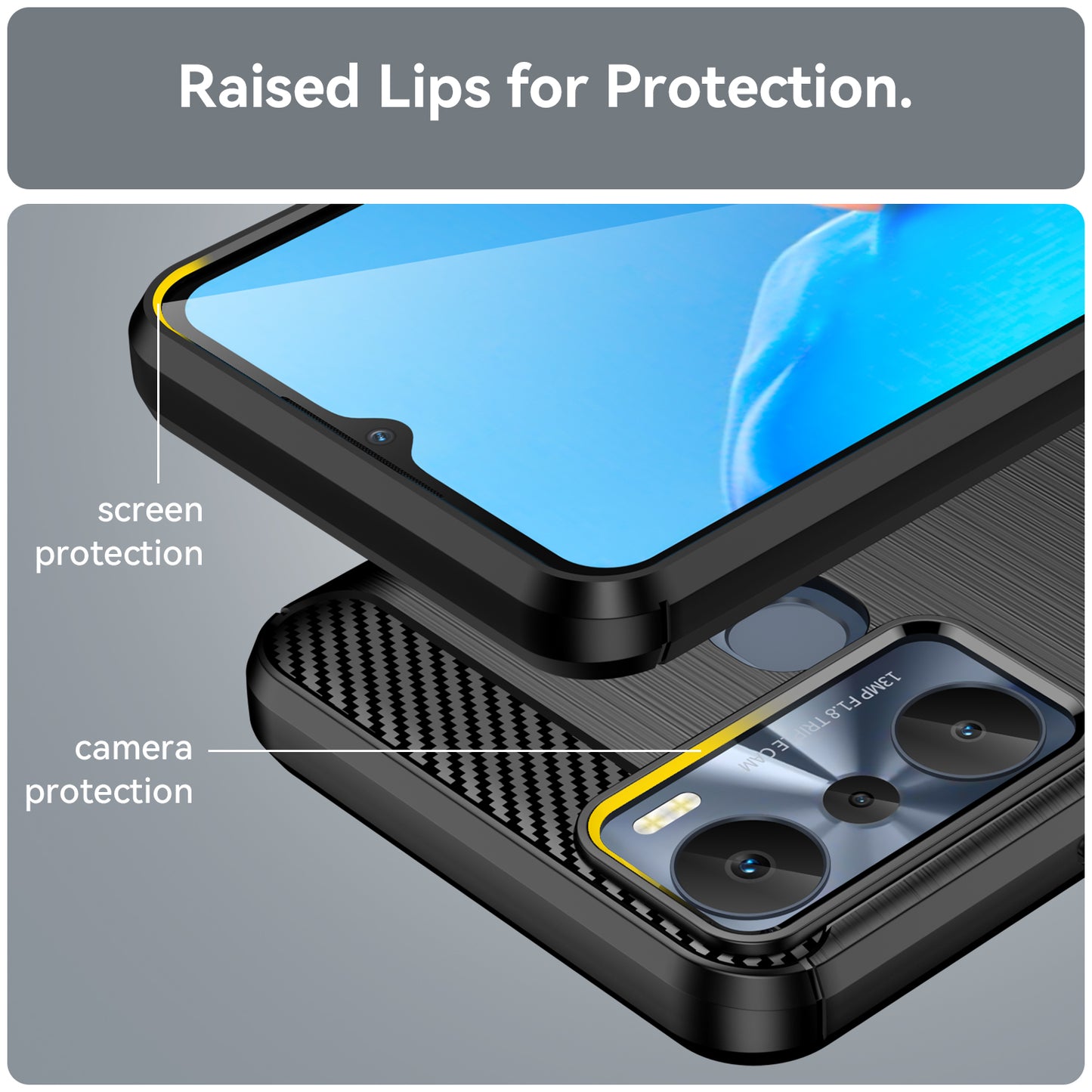 For Infinix Hot 20i 4G Carbon Fiber Texture Phone Case Soft TPU Brushed Surface Anti-Fingerprint Cover