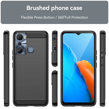 For Infinix Hot 20i 4G Carbon Fiber Texture Phone Case Soft TPU Brushed Surface Anti-Fingerprint Cover