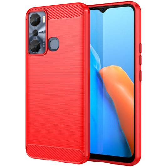 For Infinix Hot 20i 4G Carbon Fiber Texture Phone Case Soft TPU Brushed Surface Anti-Fingerprint Cover