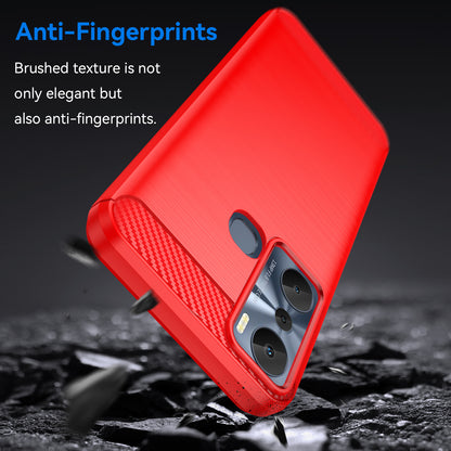 For Infinix Hot 20i 4G Carbon Fiber Texture Phone Case Soft TPU Brushed Surface Anti-Fingerprint Cover