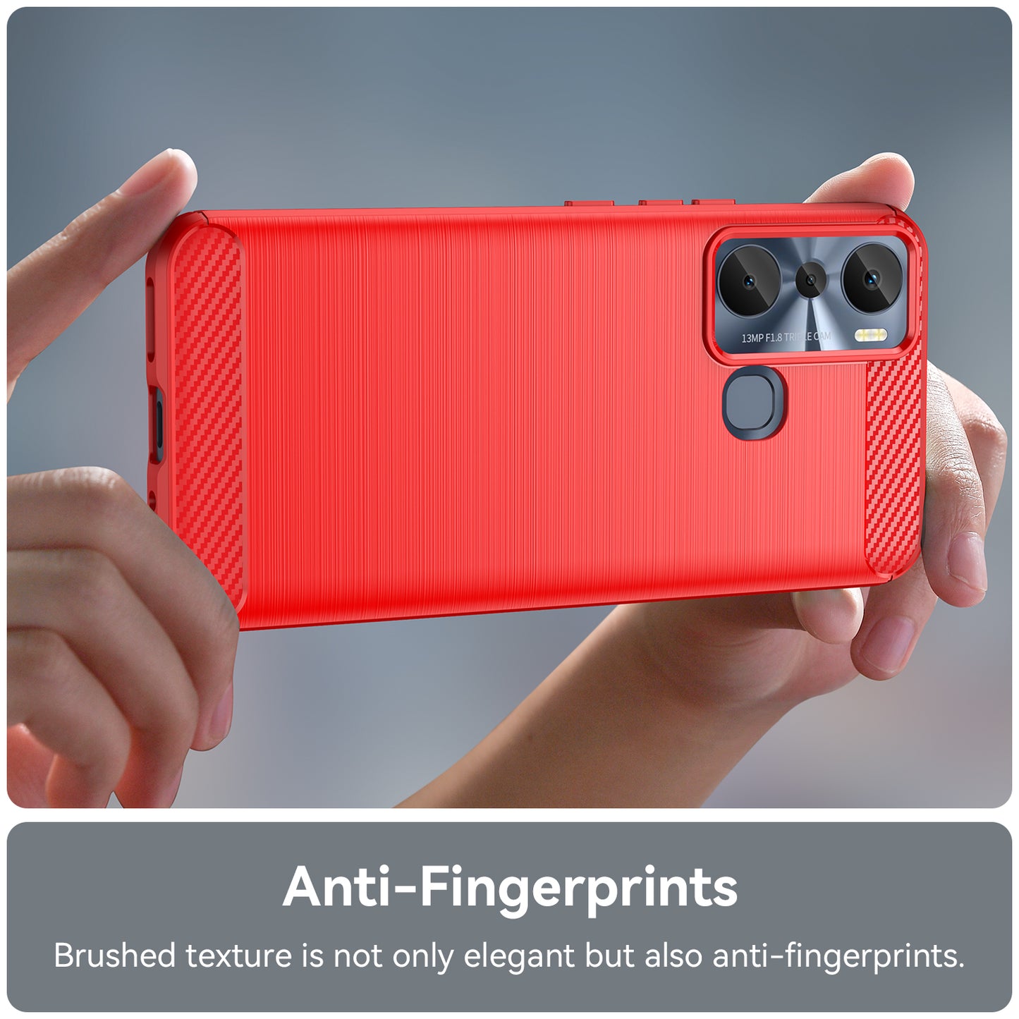 For Infinix Hot 20i 4G Carbon Fiber Texture Phone Case Soft TPU Brushed Surface Anti-Fingerprint Cover