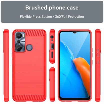 For Infinix Hot 20i 4G Carbon Fiber Texture Phone Case Soft TPU Brushed Surface Anti-Fingerprint Cover