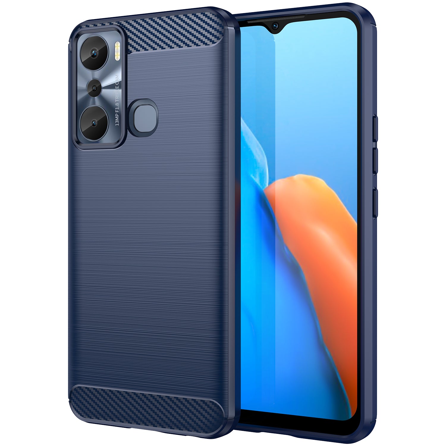 For Infinix Hot 20i 4G Carbon Fiber Texture Phone Case Soft TPU Brushed Surface Anti-Fingerprint Cover