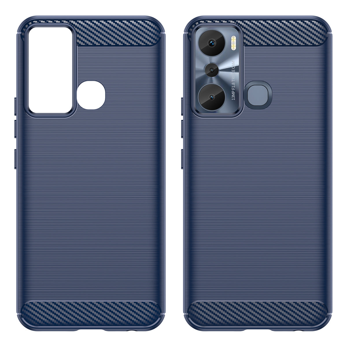 For Infinix Hot 20i 4G Carbon Fiber Texture Phone Case Soft TPU Brushed Surface Anti-Fingerprint Cover