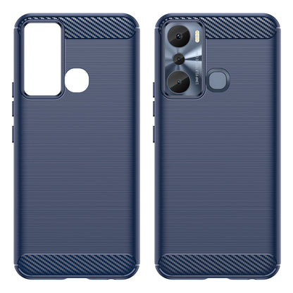 For Infinix Hot 20i 4G Carbon Fiber Texture Phone Case Soft TPU Brushed Surface Anti-Fingerprint Cover