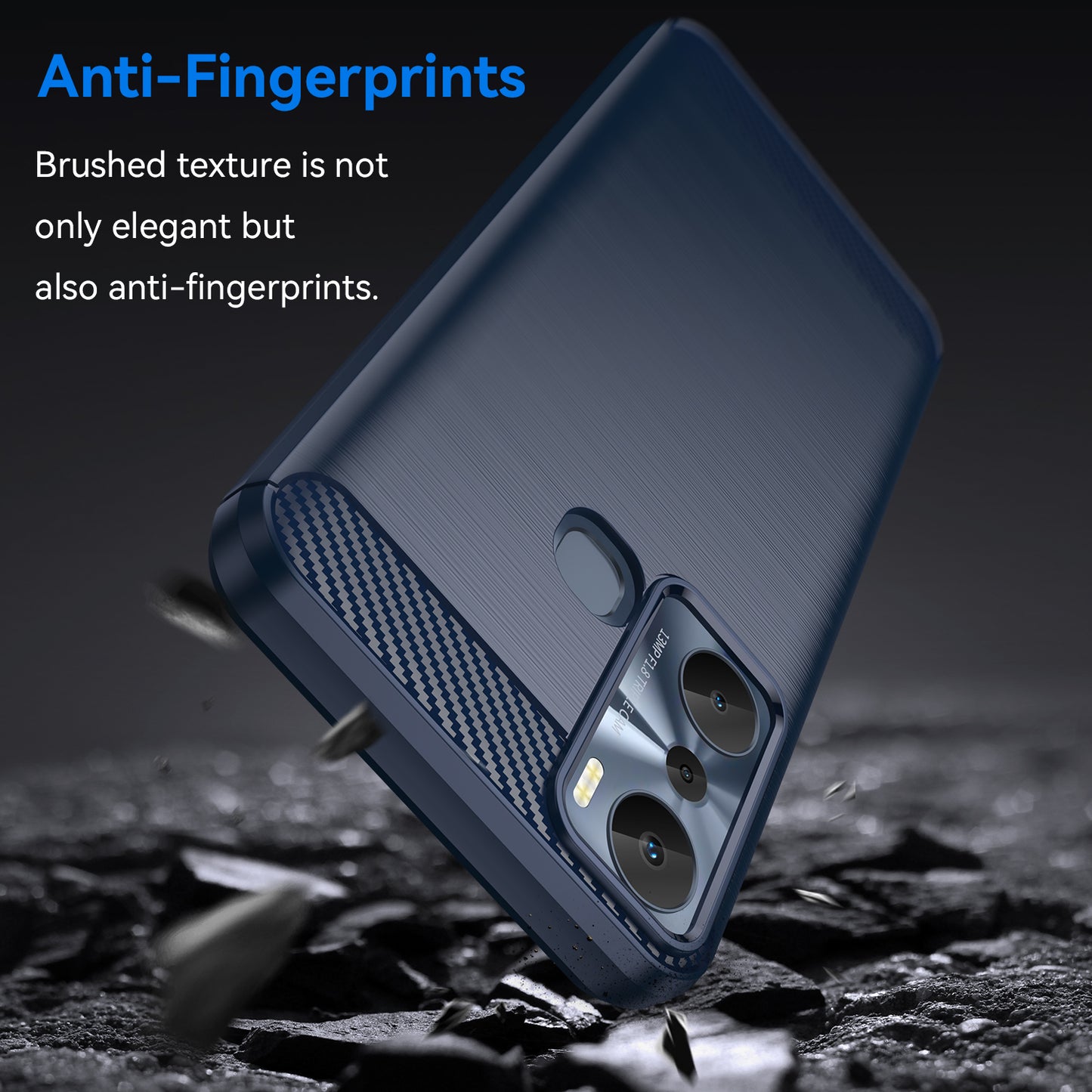 For Infinix Hot 20i 4G Carbon Fiber Texture Phone Case Soft TPU Brushed Surface Anti-Fingerprint Cover