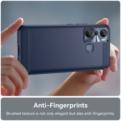 For Infinix Hot 20i 4G Carbon Fiber Texture Phone Case Soft TPU Brushed Surface Anti-Fingerprint Cover