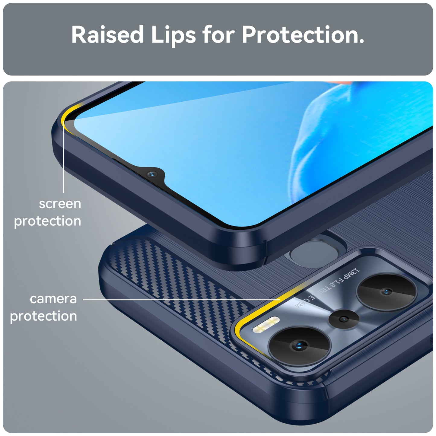 For Infinix Hot 20i 4G Carbon Fiber Texture Phone Case Soft TPU Brushed Surface Anti-Fingerprint Cover