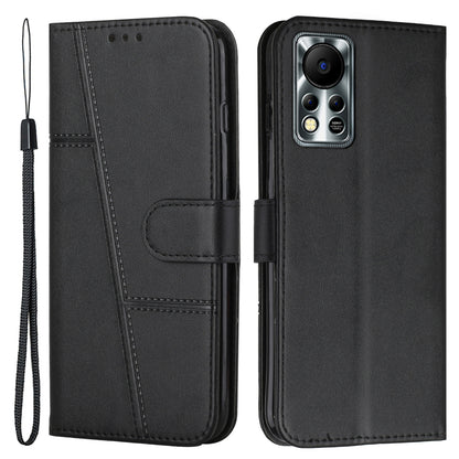 For Infinix Hot 11s NFC 4G Stitching PU Leather Flip Phone Case Stand Full Body Protective Wallet Cover with Strap