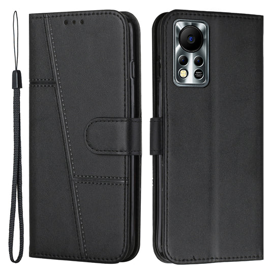 For Infinix Hot 11s NFC 4G Stitching PU Leather Flip Phone Case Stand Full Body Protective Wallet Cover with Strap