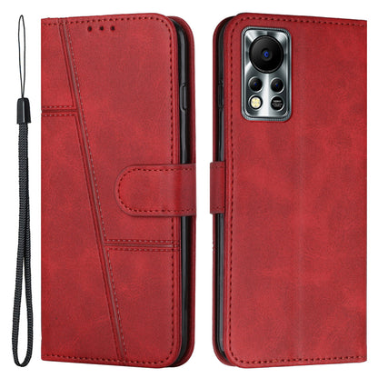 For Infinix Hot 11s NFC 4G Stitching PU Leather Flip Phone Case Stand Full Body Protective Wallet Cover with Strap
