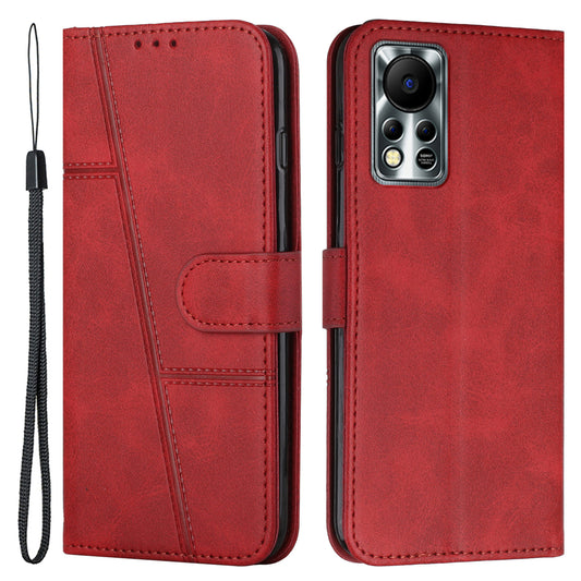For Infinix Hot 11s NFC 4G Stitching PU Leather Flip Phone Case Stand Full Body Protective Wallet Cover with Strap