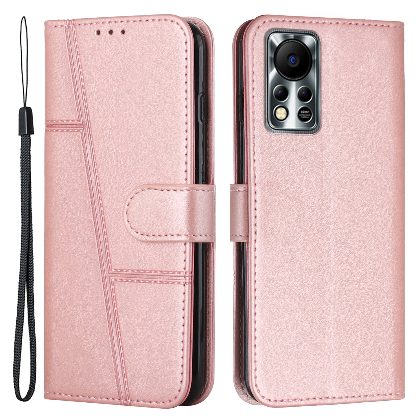 For Infinix Hot 11s NFC 4G Stitching PU Leather Flip Phone Case Stand Full Body Protective Wallet Cover with Strap