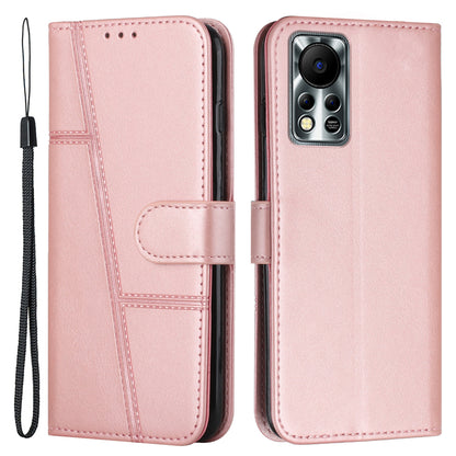 For Infinix Hot 11s NFC 4G Stitching PU Leather Flip Phone Case Stand Full Body Protective Wallet Cover with Strap