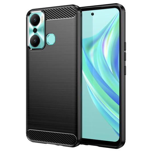 For Infinix Hot 20 Play 4G Carbon Fiber Texture Phone Case Soft TPU Brushed Surface Protective Cover