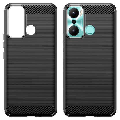 For Infinix Hot 20 Play 4G Carbon Fiber Texture Phone Case Soft TPU Brushed Surface Protective Cover