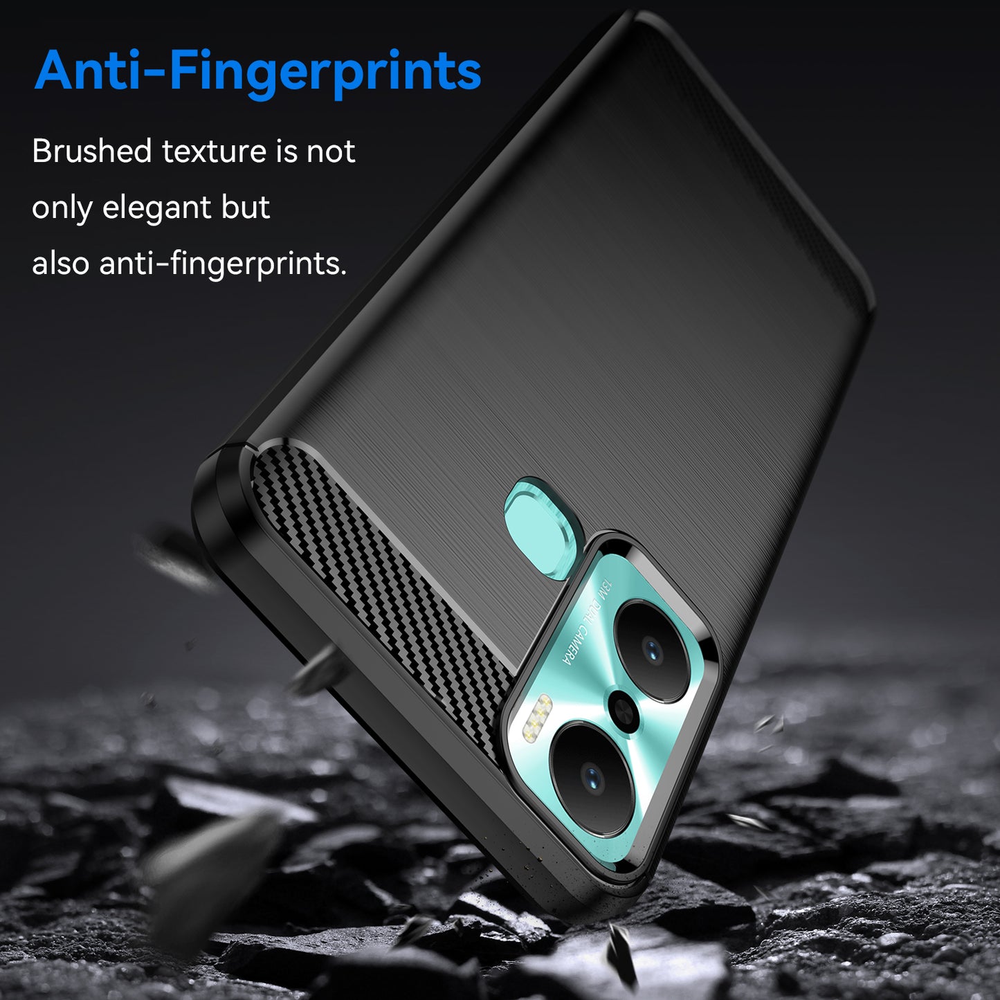 For Infinix Hot 20 Play 4G Carbon Fiber Texture Phone Case Soft TPU Brushed Surface Protective Cover