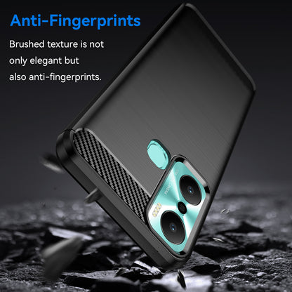 For Infinix Hot 20 Play 4G Carbon Fiber Texture Phone Case Soft TPU Brushed Surface Protective Cover