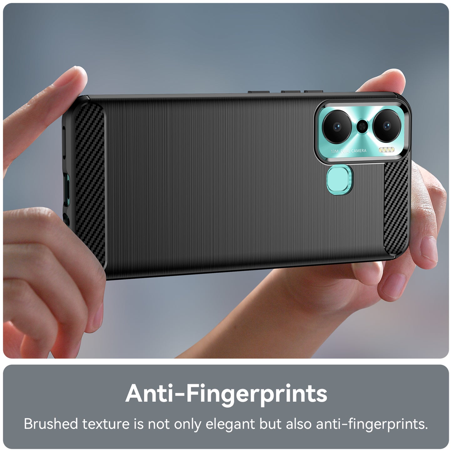 For Infinix Hot 20 Play 4G Carbon Fiber Texture Phone Case Soft TPU Brushed Surface Protective Cover