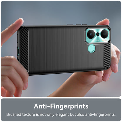 For Infinix Hot 20 Play 4G Carbon Fiber Texture Phone Case Soft TPU Brushed Surface Protective Cover