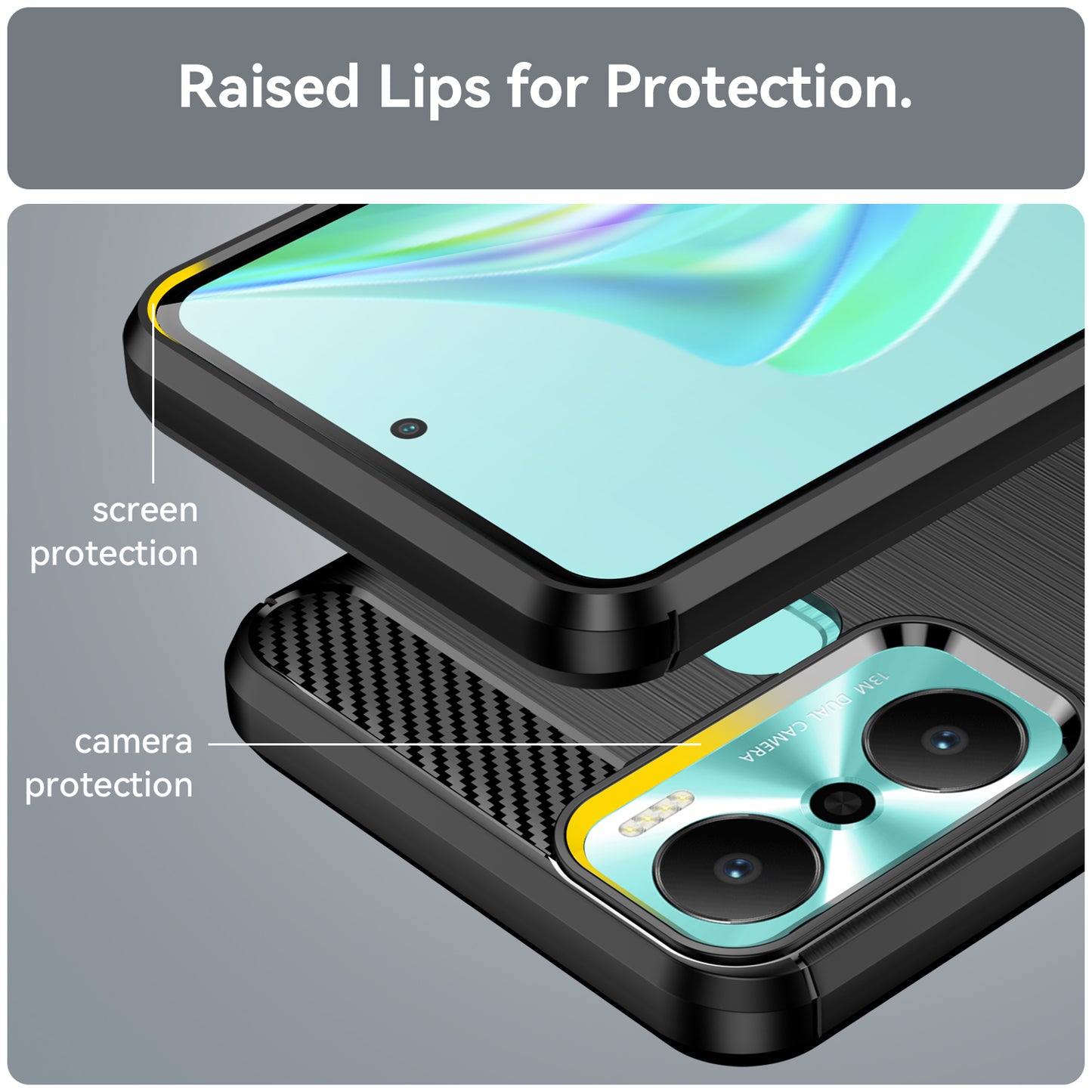 For Infinix Hot 20 Play 4G Carbon Fiber Texture Phone Case Soft TPU Brushed Surface Protective Cover