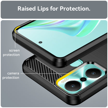 For Infinix Hot 20 Play 4G Carbon Fiber Texture Phone Case Soft TPU Brushed Surface Protective Cover