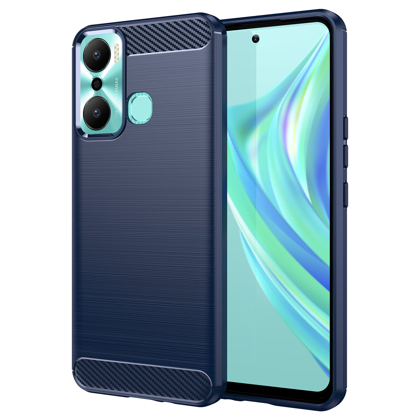 For Infinix Hot 20 Play 4G Carbon Fiber Texture Phone Case Soft TPU Brushed Surface Protective Cover